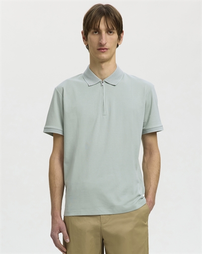 Selected - SLMFave Noos Zip Polo - Aqua Gray 